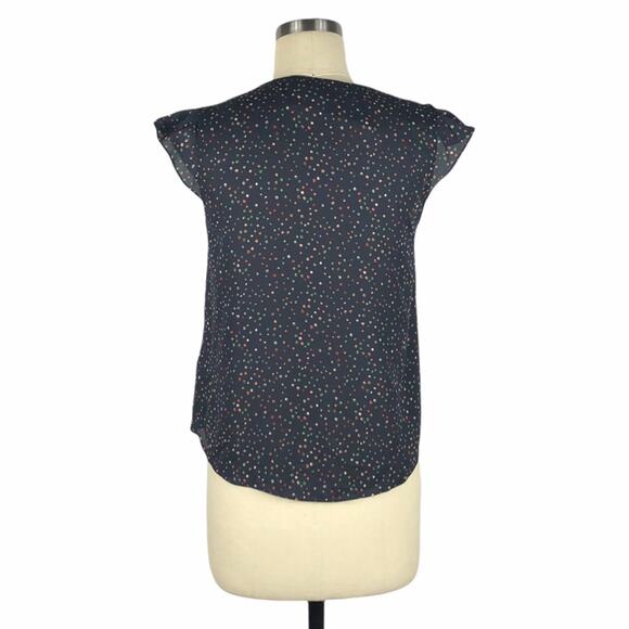 COLLECTIVE CONCEPTS Navy Blue Button Front Tie Blouse V-Neck Top Size Small NWT - Picture 3 of 8